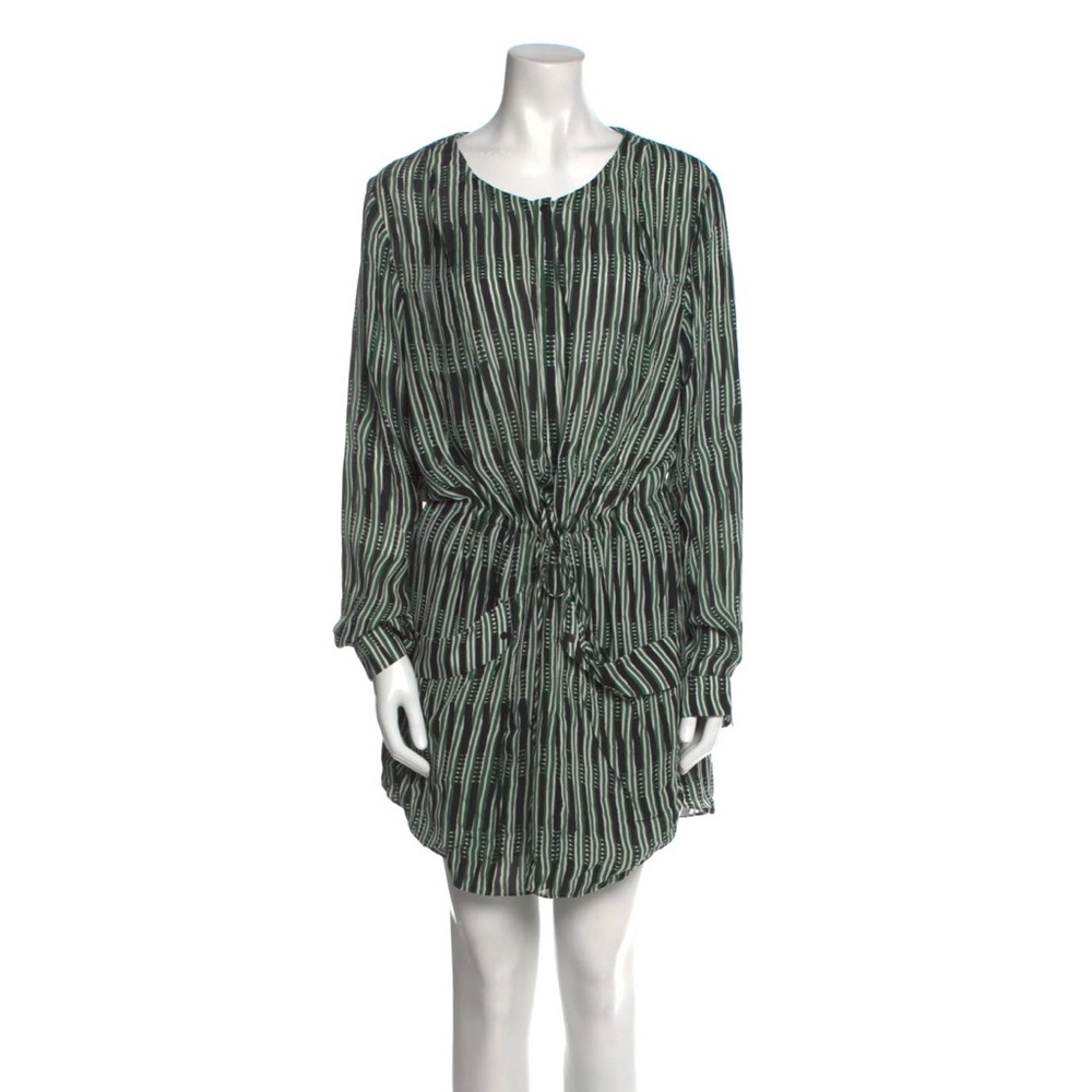 A.L.C. Striped Silk Mini Dress M Green Black